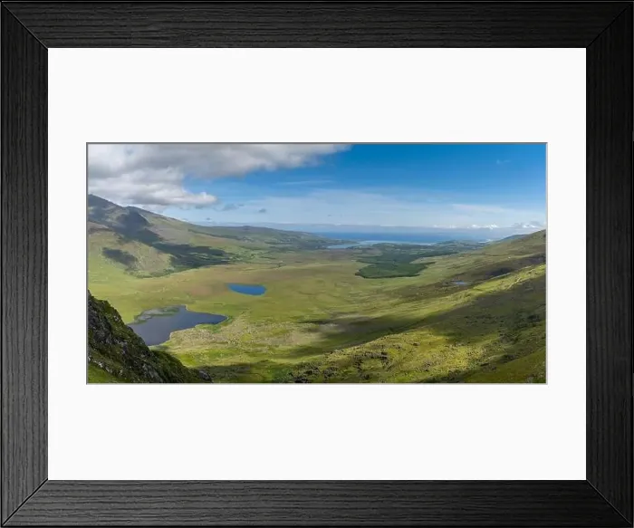 Framed Print : A panorama aerial view of the Mountains of the Central Dingle Peninsula in County Kerry of Ireland Framed Print : A panorama aerial view of the Mountains of the Central Dingle Peninsula in County Kerry of Ireland