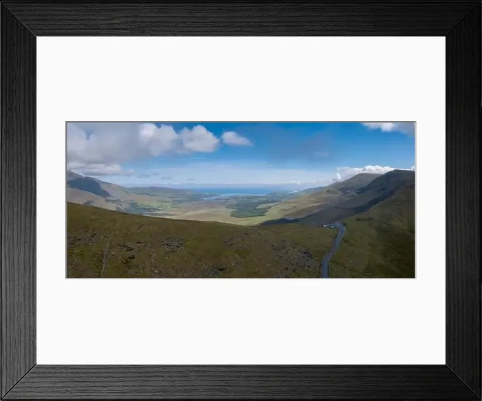 Framed Print : Panorama aerial view of the Mountains of the Central Dingle Peninsula and Connor Pass in County Kerry of Ireland Framed Print : Panorama aerial view of the Mountains of the Central Dingle Peninsula and Connor Pass in County Kerry of Ireland