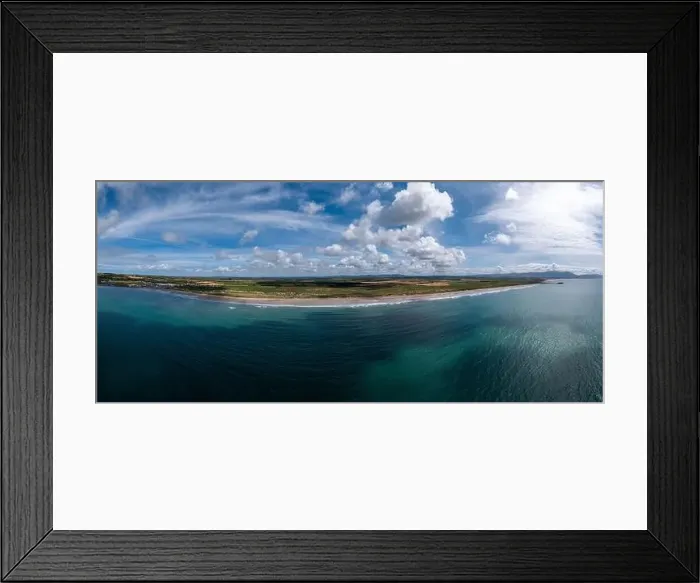 Framed Print : A panorama aerial view of the endless golden sand beach in Ballybunion on the west coast of Ireland Framed Print : A panorama aerial view of the endless golden sand beach in Ballybunion on the west coast of Ireland