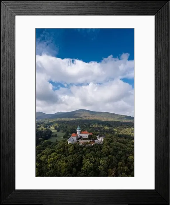 Framed Print : Vertical view of Smolenice Castle in the Little Carpathians in green late summer forest Framed Print : Vertical view of Smolenice Castle in the Little Carpathians in green late summer forest
