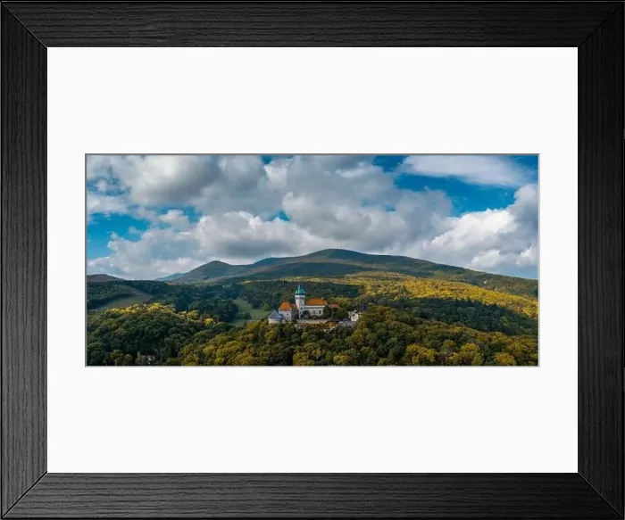 Framed Print : Panorama landscape of Smolenice Castle in the Little Carpathians in early autumn with fall foliage colors Framed Print : Panorama landscape of Smolenice Castle in the Little Carpathians in early autumn with fall foliage colors