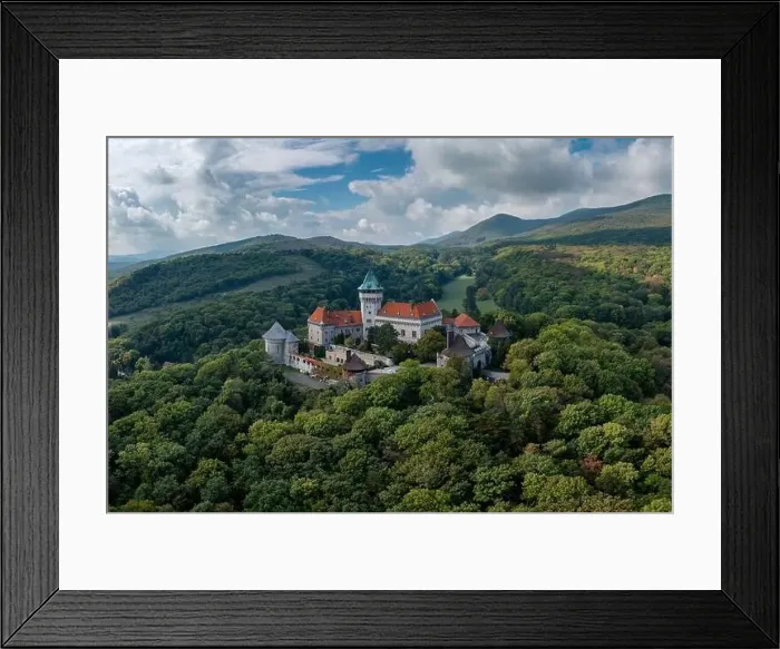 Framed Print : View of Smolenice Castle in the Little Carpathians in green late summer forest Framed Print : View of Smolenice Castle in the Little Carpathians in green late summer forest