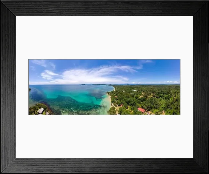 Framed Print : Aerial drone view of the tropical Island of Koh Mak Thailand with blue ocean and white beach Framed Print : Aerial drone view of the tropical Island of Koh Mak Thailand with blue ocean and white beach