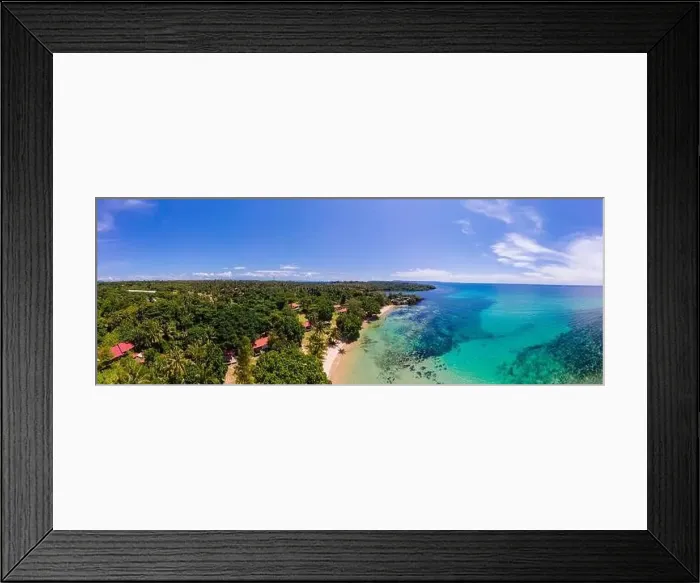 Framed Print : Aerial drone view of the tropical Island of Koh Mak Thailand with blue ocean and white beach Framed Print : Aerial drone view of the tropical Island of Koh Mak Thailand with blue ocean and white beach
