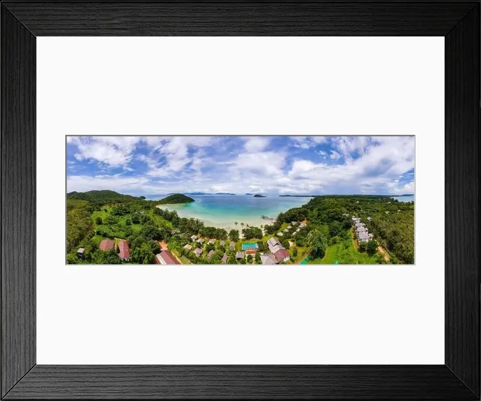 Framed Print : Aerial drone view of the tropical Island of Koh Mak Thailand with blue ocean and white beach Framed Print : Aerial drone view of the tropical Island of Koh Mak Thailand with blue ocean and white beach