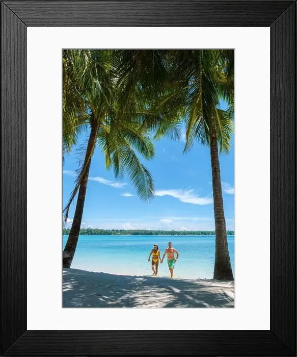 Framed Print : Couple men and women on vacation at a tropical Island in Thailand Koh Mak