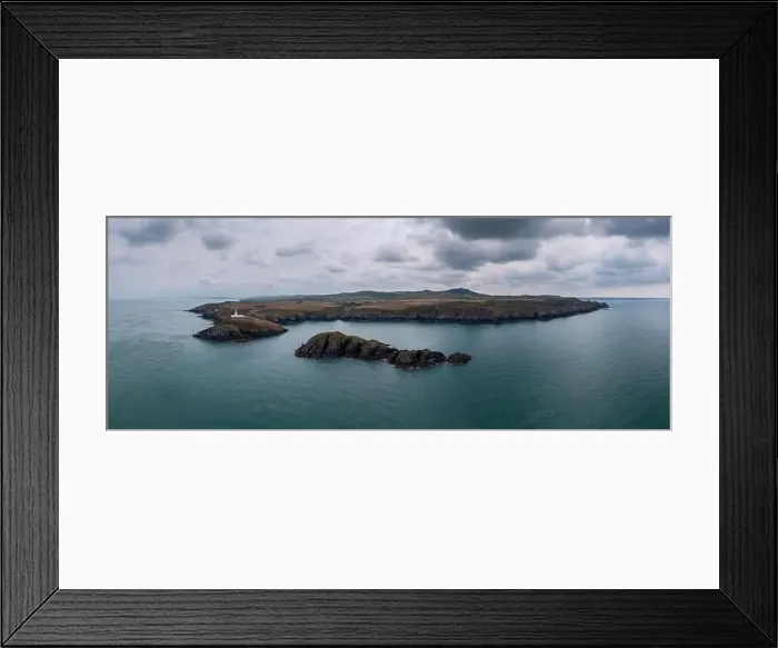 Framed Print : Panorama landscape of the Pembrokeshire coast with the historic Strumble Head Lighthouse Framed Print : Panorama landscape of the Pembrokeshire coast with the historic Strumble Head Lighthouse