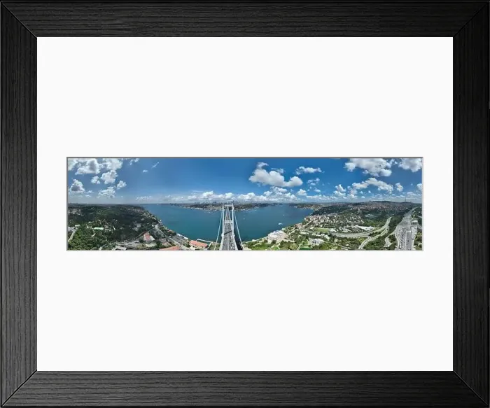 Framed Print : Istanbul Bosphorus Bridge and City Skyline in Background with Turkish Flag at Beautiful Sunset Framed Print : Istanbul Bosphorus Bridge and City Skyline in Background with Turkish Flag at Beautiful Sunset