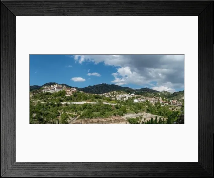 Framed Print : Aerial drone scenery of mountain traditional village of Agros. Troodos mountains Cyprus Framed Print : Aerial drone scenery of mountain traditional village of Agros. Troodos mountains Cyprus