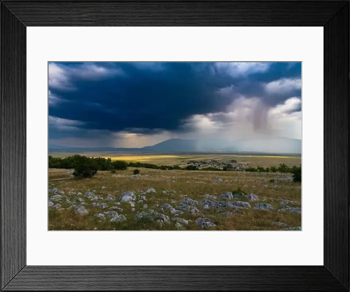 Framed Print : Picturesque rural lanscape with blue sky and white clouds Framed Print : Picturesque rural lanscape with blue sky and white clouds