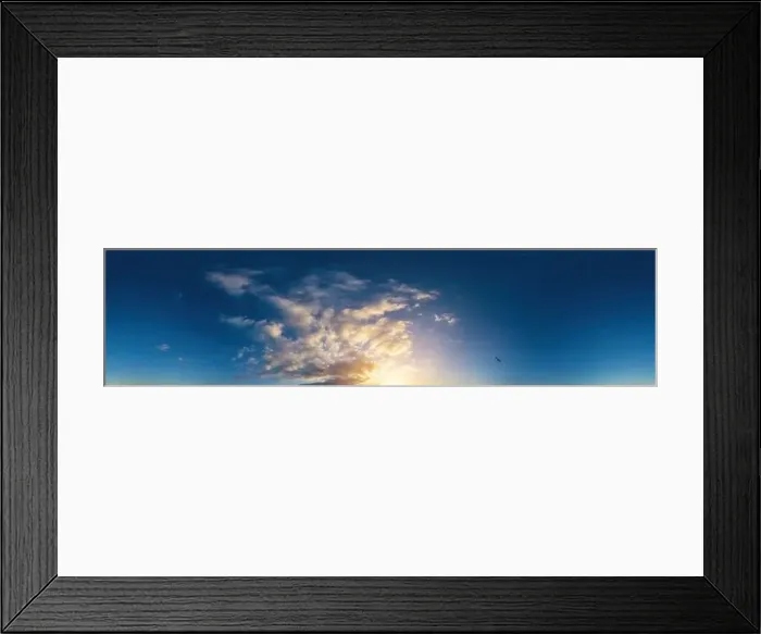 Framed Print : Dark blue sunset sky panorama with Cumulus clouds Framed Print : Dark blue sunset sky panorama with Cumulus clouds