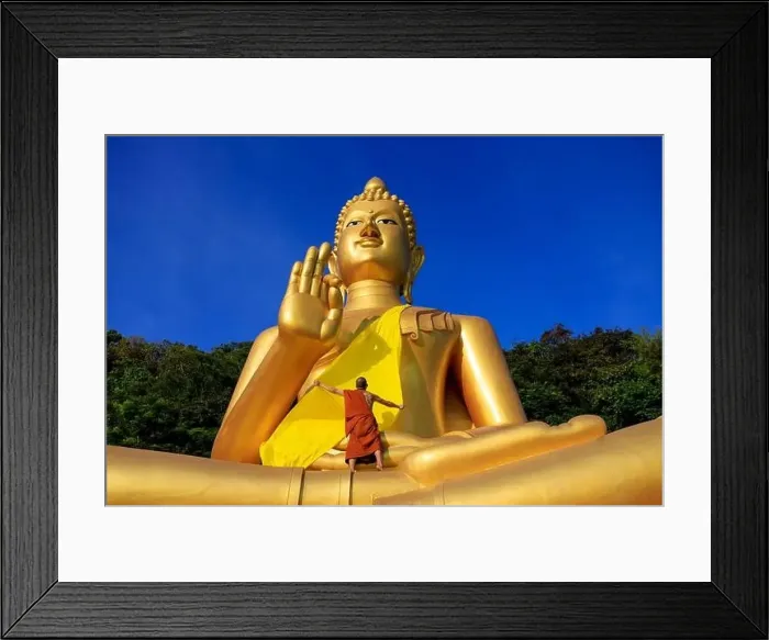Framed Print : Aerial drone point of view landscape of Wat Khao Rang a buddhist Thai temple on the island of Phuket, Thailand Framed Print : Aerial drone point of view landscape of Wat Khao Rang a buddhist Thai temple on the island of Phuket, Thailand