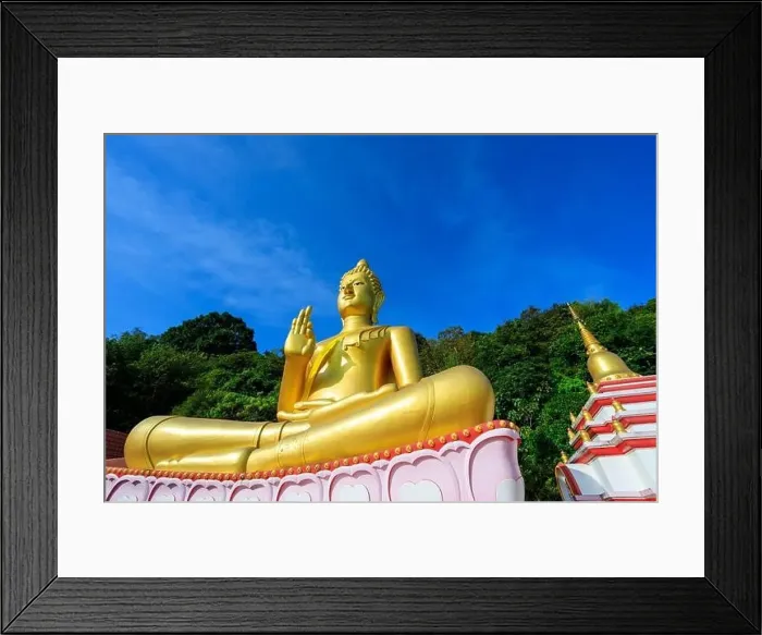 Framed Print : Aerial drone point of view landscape of Wat Khao Rang a buddhist Thai temple on the island of Phuket, Thailand Framed Print : Aerial drone point of view landscape of Wat Khao Rang a buddhist Thai temple on the island of Phuket, Thailand