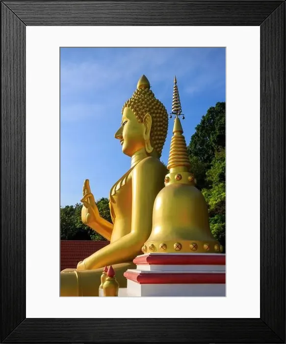 Framed Print : Aerial drone point of view landscape of Wat Khao Rang a buddhist Thai temple on the island of Phuket, Thailand Framed Print : Aerial drone point of view landscape of Wat Khao Rang a buddhist Thai temple on the island of Phuket, Thailand