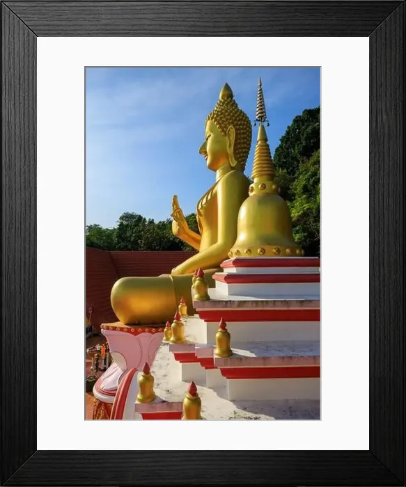 Framed Print : Aerial drone point of view landscape of Wat Khao Rang a buddhist Thai temple on the island of Phuket, Thailand Framed Print : Aerial drone point of view landscape of Wat Khao Rang a buddhist Thai temple on the island of Phuket, Thailand