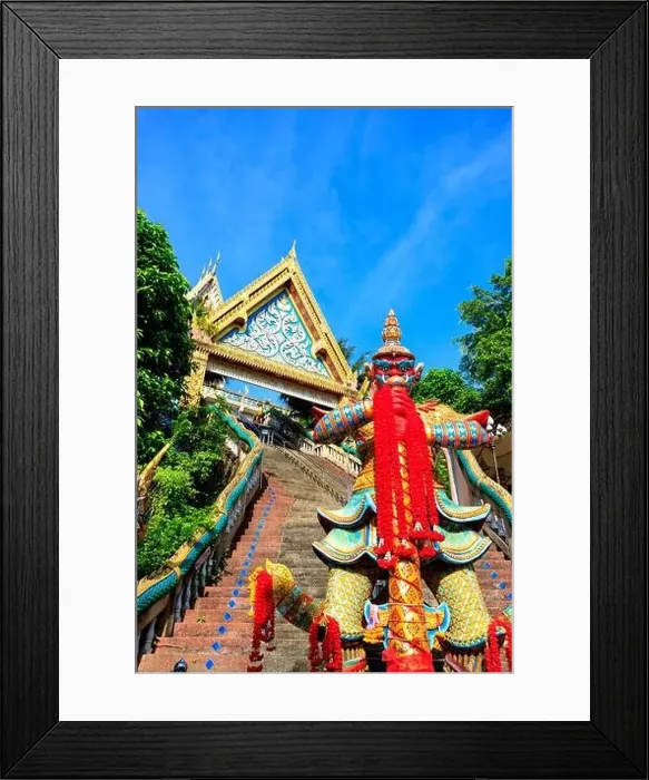 Framed Print : Aerial drone point of view landscape of Wat Khao Rang a buddhist Thai temple on the island of Phuket, Thailand Framed Print : Aerial drone point of view landscape of Wat Khao Rang a buddhist Thai temple on the island of Phuket, Thailand