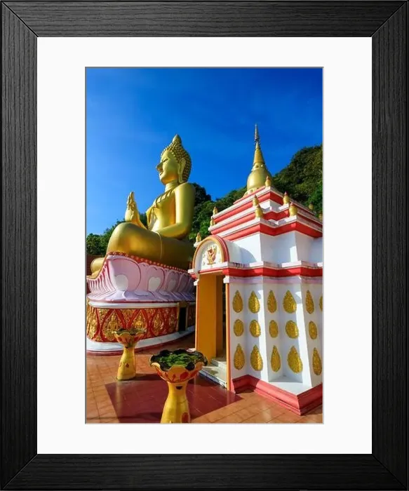Framed Print : Aerial drone point of view landscape of Wat Khao Rang a buddhist Thai temple on the island of Phuket, Thailand Framed Print : Aerial drone point of view landscape of Wat Khao Rang a buddhist Thai temple on the island of Phuket, Thailand