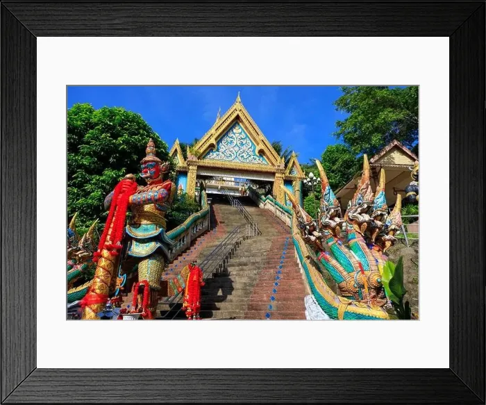 Framed Print : Aerial drone point of view landscape of Wat Khao Rang a buddhist Thai temple on the island of Phuket, Thailand Framed Print : Aerial drone point of view landscape of Wat Khao Rang a buddhist Thai temple on the island of Phuket, Thailand