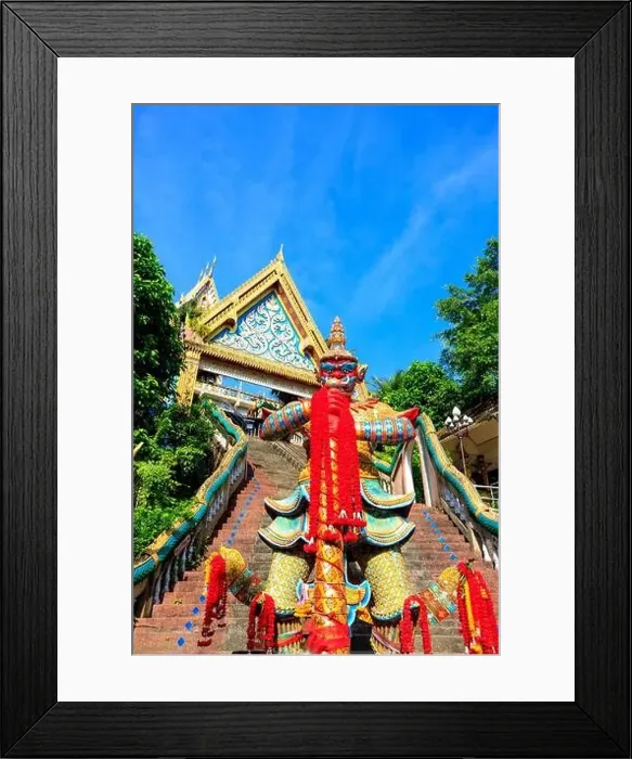 Framed Print : Aerial drone point of view landscape of Wat Khao Rang a buddhist Thai temple on the island of Phuket, Thailand Framed Print : Aerial drone point of view landscape of Wat Khao Rang a buddhist Thai temple on the island of Phuket, Thailand