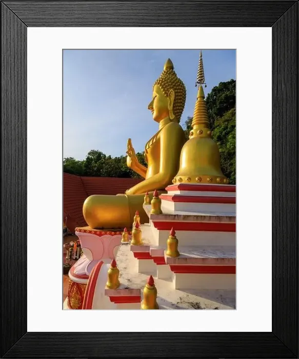 Framed Print : Aerial drone point of view landscape of Wat Khao Rang a buddhist Thai temple on the island of Phuket, Thailand Framed Print : Aerial drone point of view landscape of Wat Khao Rang a buddhist Thai temple on the island of Phuket, Thailand