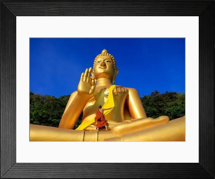 Framed Print : Aerial drone point of view landscape of Wat Khao Rang a buddhist Thai temple on the island of Phuket, Thailand Framed Print : Aerial drone point of view landscape of Wat Khao Rang a buddhist Thai temple on the island of Phuket, Thailand