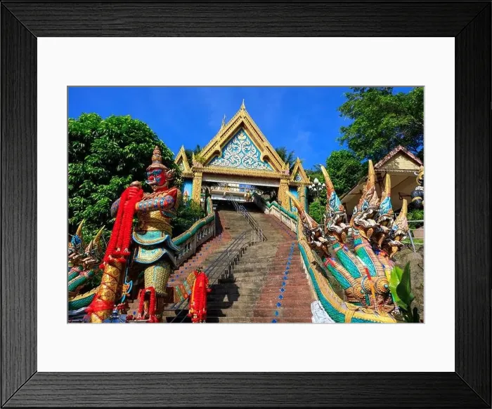 Framed Print : Aerial drone point of view landscape of Wat Khao Rang a buddhist Thai temple on the island of Phuket, Thailand Framed Print : Aerial drone point of view landscape of Wat Khao Rang a buddhist Thai temple on the island of Phuket, Thailand