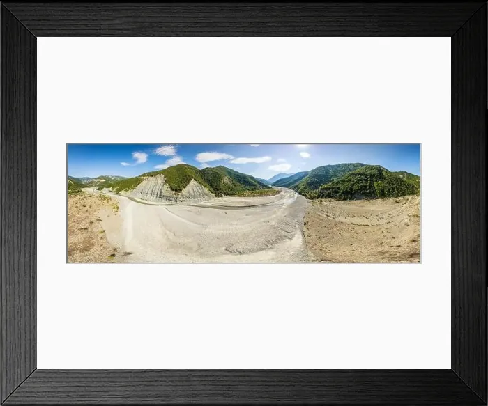 Framed Print : Aerial view of river Osum in Albania near village Rog in Summer 2022 Framed Print : Aerial view of river Osum in Albania near village Rog in Summer 2022