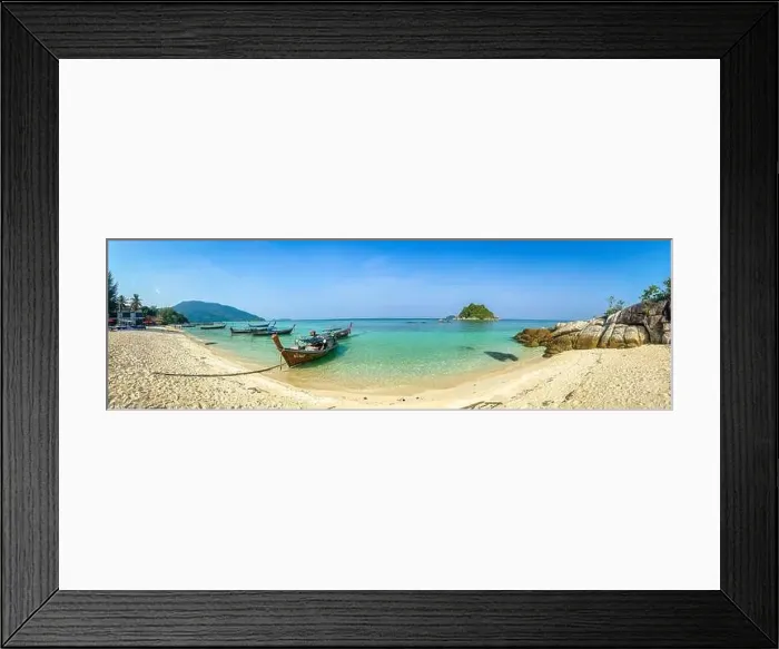 Framed Print : Aerial view of Sunrise beach with long tail boats in Koh Lipe, Satun, Thailand Framed Print : Aerial view of Sunrise beach with long tail boats in Koh Lipe, Satun, Thailand
