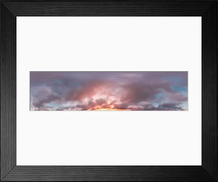 Framed Print : Dark blue sunset sky panorama with pink Cumulus clouds Framed Print : Dark blue sunset sky panorama with pink Cumulus clouds