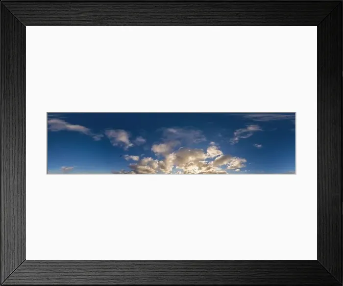 Framed Print : Dark blue sunset sky panorama with Cumulus clouds Framed Print : Dark blue sunset sky panorama with Cumulus clouds