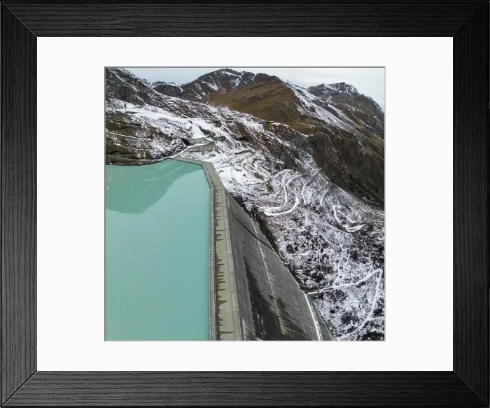 Framed Print : Amazing drone footage over an alpine lake Framed Print : Amazing drone footage over an alpine lake