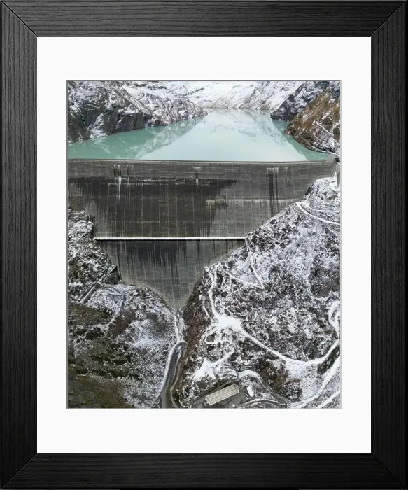 Framed Print : Amazing drone footage over an alpine lake Framed Print : Amazing drone footage over an alpine lake
