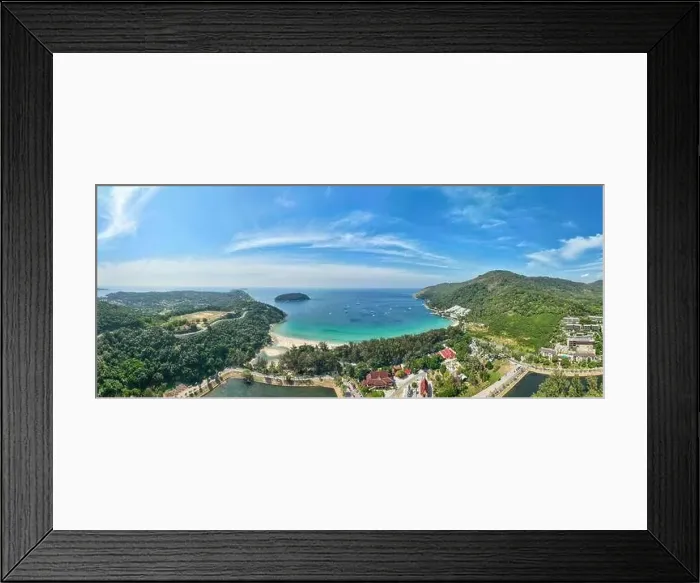 Framed Print : Amazing Panorama view seashore and mountains Framed Print : Amazing Panorama view seashore and mountains