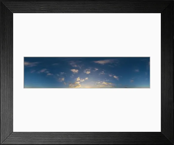 Framed Print : Dark blue sunset sky panorama with Cumulus clouds Framed Print : Dark blue sunset sky panorama with Cumulus clouds