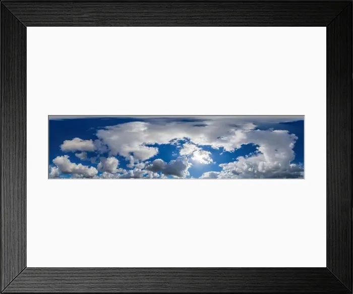 Framed Print : Blue sky panorama with puffy Cumulus clouds Framed Print : Blue sky panorama with puffy Cumulus clouds