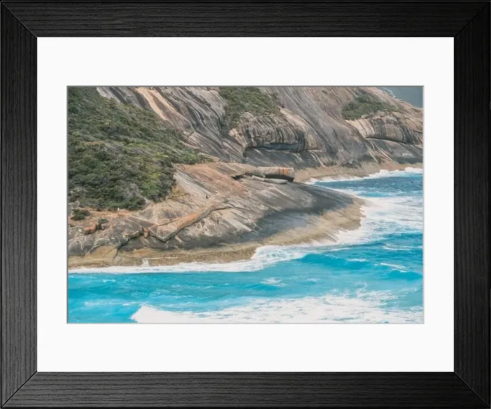 Framed Print : A man is fishing on big rocks, with big waves in Salmon hole, Albany, Western Australia Framed Print : A man is fishing on big rocks, with big waves in Salmon hole, Albany, Western Australia
