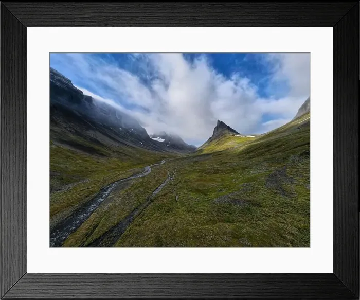 Framed Print : Drone aerial photo of Nallo mountain massif in Lapland, Sweden Framed Print : Drone aerial photo of Nallo mountain massif in Lapland, Sweden
