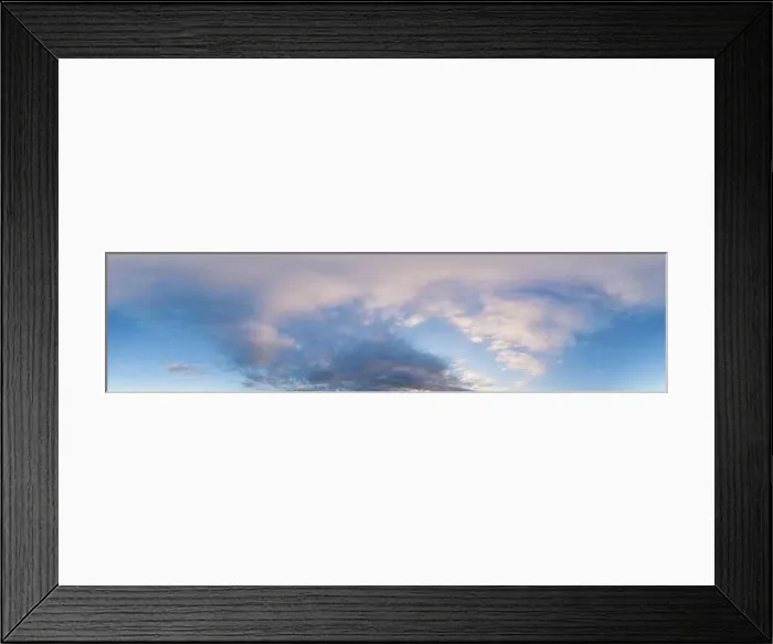 Framed Print : Dark blue sunset sky panorama with pink Cumulus clouds Framed Print : Dark blue sunset sky panorama with pink Cumulus clouds