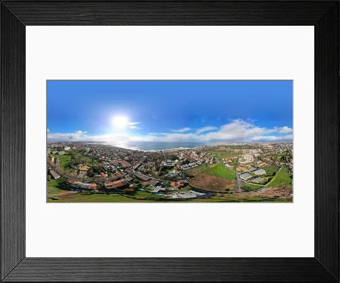 Framed Print : 360 degree panoramic landscape panorama of beach in Oporto city Framed Print : 360 degree panoramic landscape panorama of beach in Oporto city