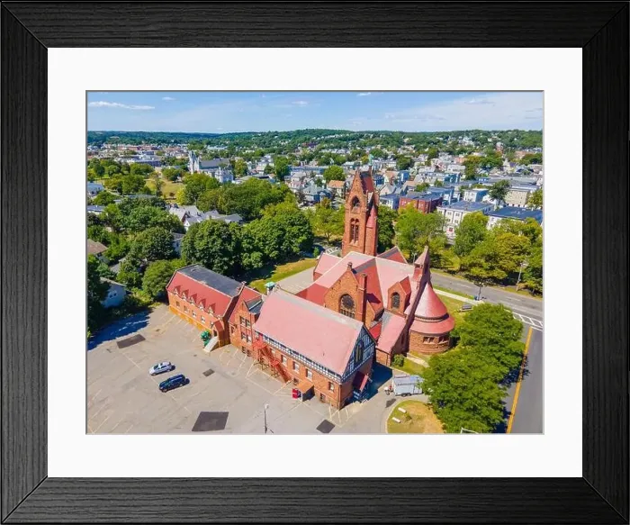 Framed Print : St. Stephen's Memorial Episcopal Church aerial view at 74s Common Street in historic downtown Lynn Framed Print : St. Stephen's Memorial Episcopal Church aerial view at 74s Common Street in historic downtown Lynn