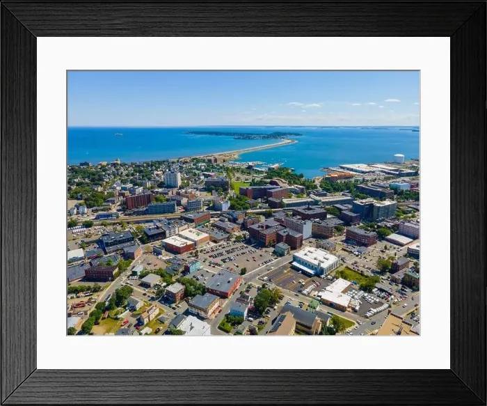 Framed Print : Lynn historic downtown aerial view with Nahant Beach at the background, Lynn, Massachusetts MA, USA Framed Print : Lynn historic downtown aerial view with Nahant Beach at the background, Lynn, Massachusetts MA, USA