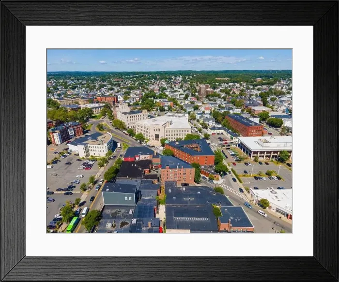 Framed Print : Lynn City Hall aerial view at 3 City Hall Square in historic downtown Lynn, Massachusetts MA, USA Framed Print : Lynn City Hall aerial view at 3 City Hall Square in historic downtown Lynn, Massachusetts MA, USA