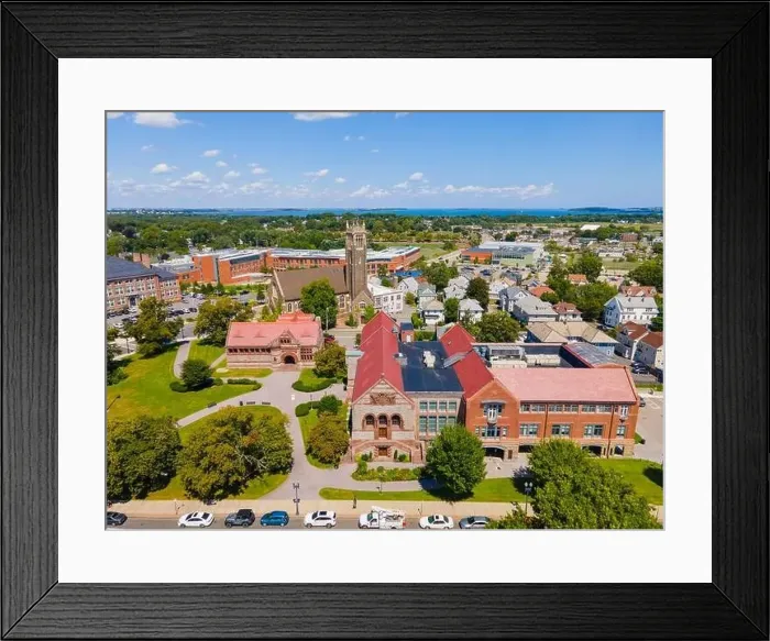 Framed Print : Quincy historic city center aerial view including Bethany Congregational Church Framed Print : Quincy historic city center aerial view including Bethany Congregational Church
