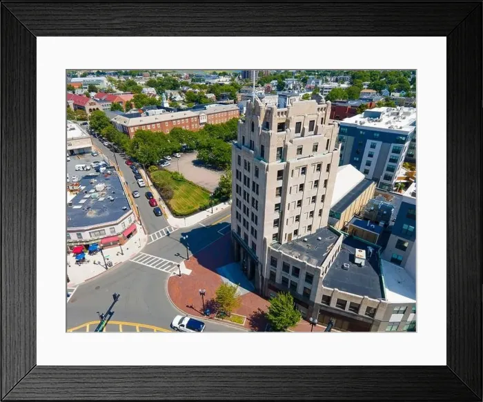 Framed Print : Granite Trust Company is a historic commercial building with Art Deco style at 1400 Hancock Street in Quincy Framed Print : Granite Trust Company is a historic commercial building with Art Deco style at 1400 Hancock Street in Quincy