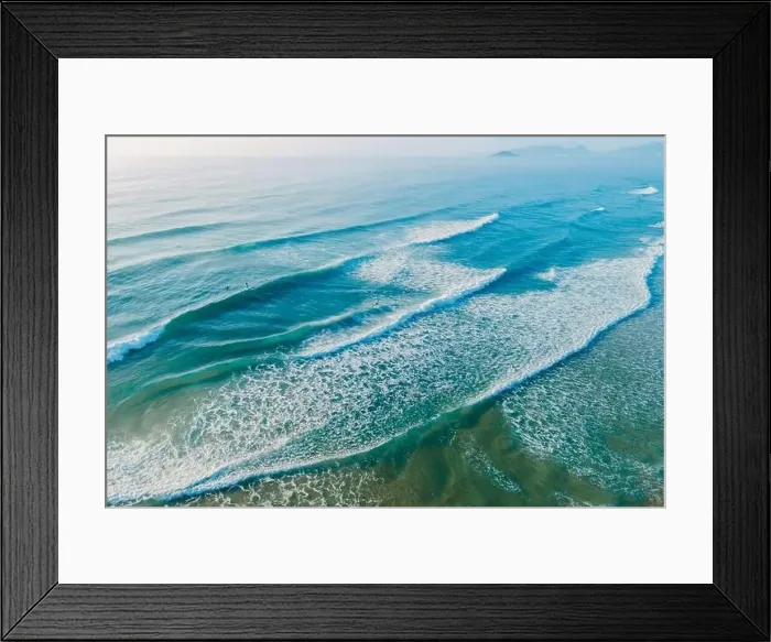 Framed Print : Atlantic ocean with surfing waves. Aerial view Framed Print : Atlantic ocean with surfing waves. Aerial view