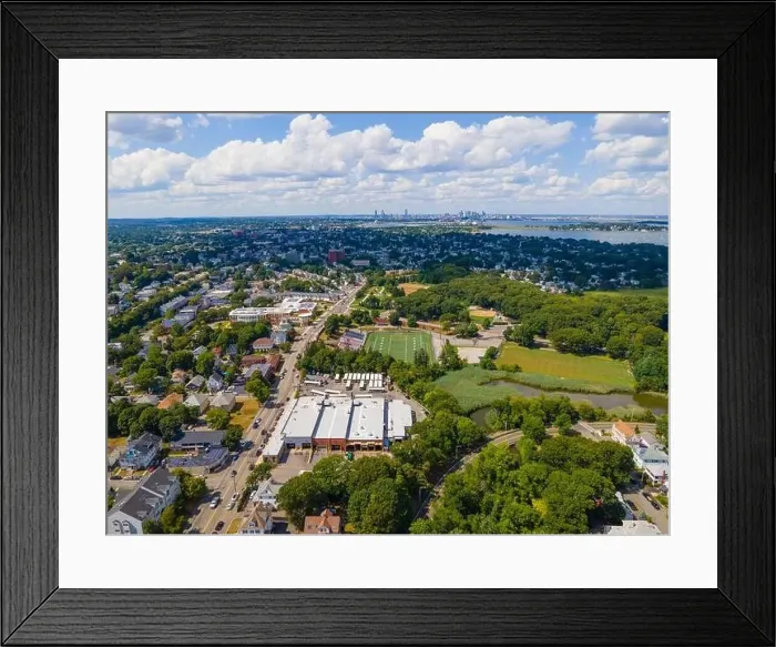 Framed Print : Quincy historic city landscape aerial view on Hancock Street in Quincy, Massachusetts MA, USA Framed Print : Quincy historic city landscape aerial view on Hancock Street in Quincy, Massachusetts MA, USA