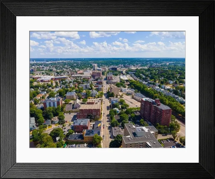 Framed Print : Quincy historic city landscape aerial view on Hancock Street in Quincy, Massachusetts MA, USA Framed Print : Quincy historic city landscape aerial view on Hancock Street in Quincy, Massachusetts MA, USA