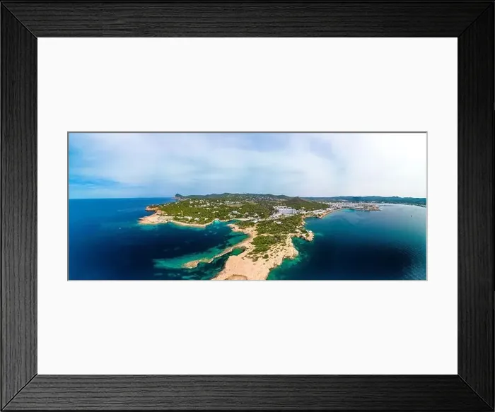 Framed Print : Cala Gracio and Calo el Moro beach on Ibiza island, Spain, aerial views Framed Print : Cala Gracio and Calo el Moro beach on Ibiza island, Spain, aerial views