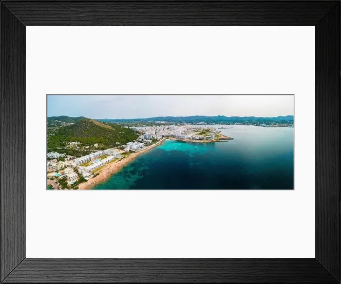 Framed Print : Cala Gracio and Calo el Moro beach on Ibiza island, Spain, aerial views Framed Print : Cala Gracio and Calo el Moro beach on Ibiza island, Spain, aerial views