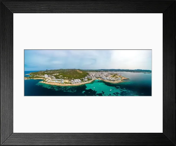 Framed Print : Cala Gracio and Calo el Moro beach on Ibiza island, Spain, aerial views Framed Print : Cala Gracio and Calo el Moro beach on Ibiza island, Spain, aerial views